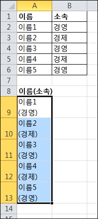 [Excel] 다른 셀에 입력된 데이터를 한 셀에 여러 줄로 입력하기
