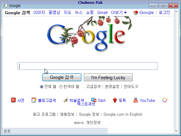 2010년 1월 4일 구글 페이지